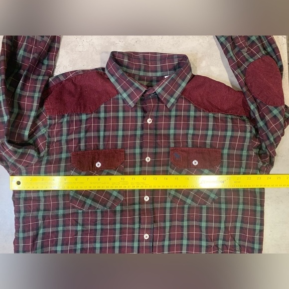 Abercrombie & Fitch Western Style Plaid & Corduroy Button Up Shirt, Size XXL - Picture 4 of 7